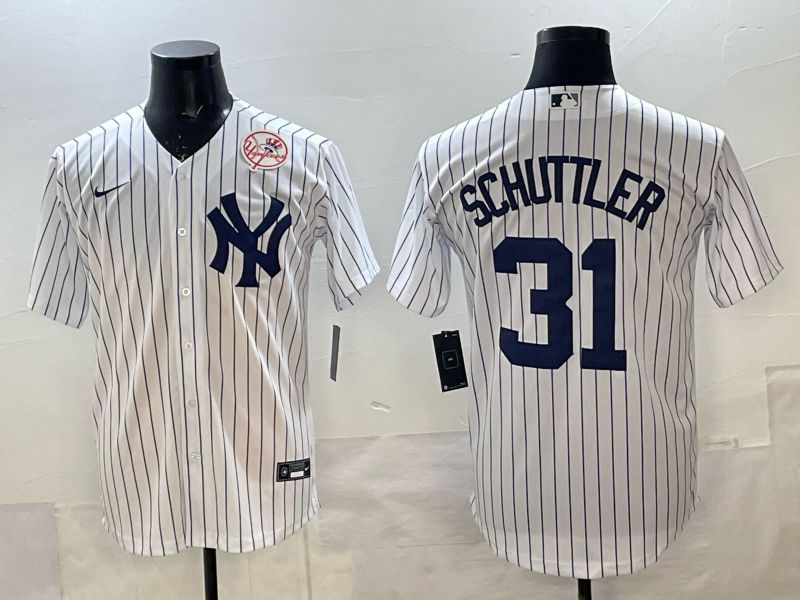Men New York Yankees #31 Schuttler white stripe Game Nike MLB 2025 Jersey 004->new york yankees->MLB Jersey